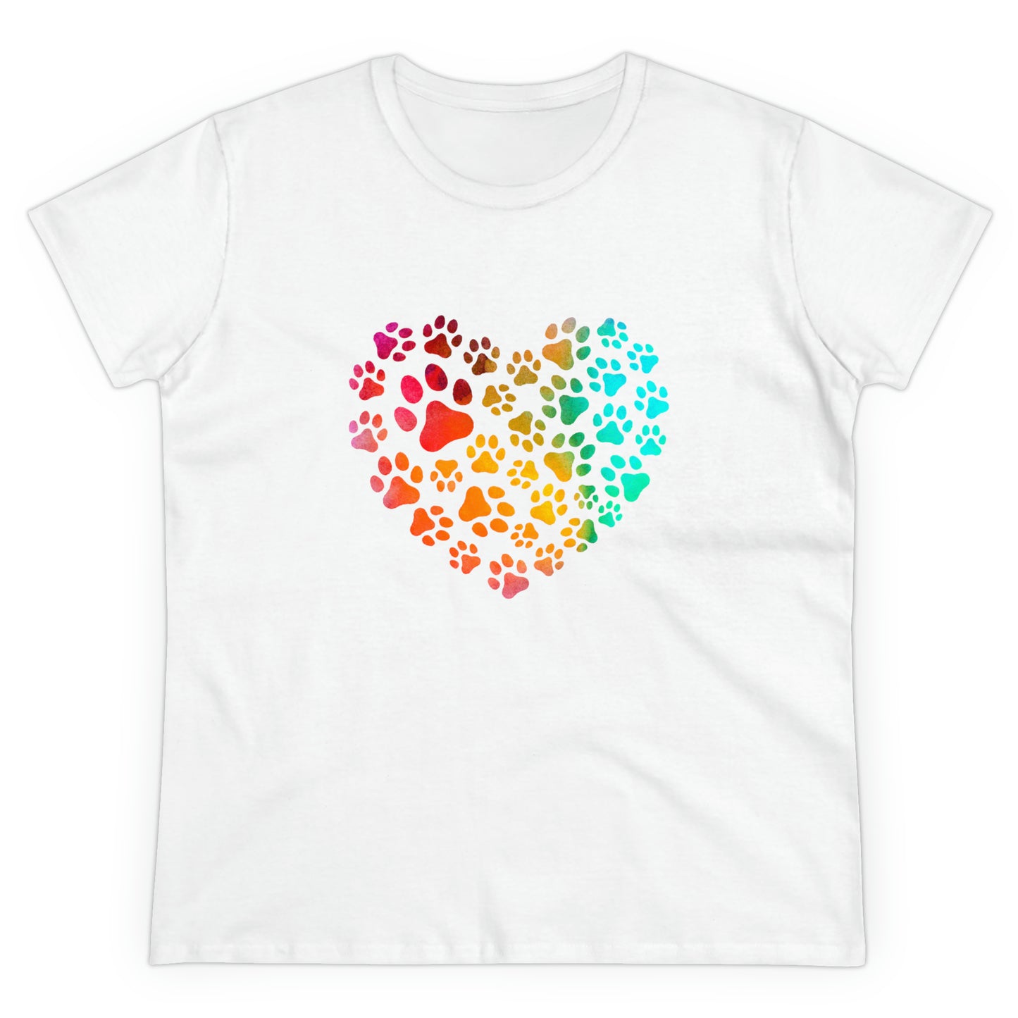 Art, Colorful, Love, Dog Paw- Adult, Semi-fitted, T-shirt
