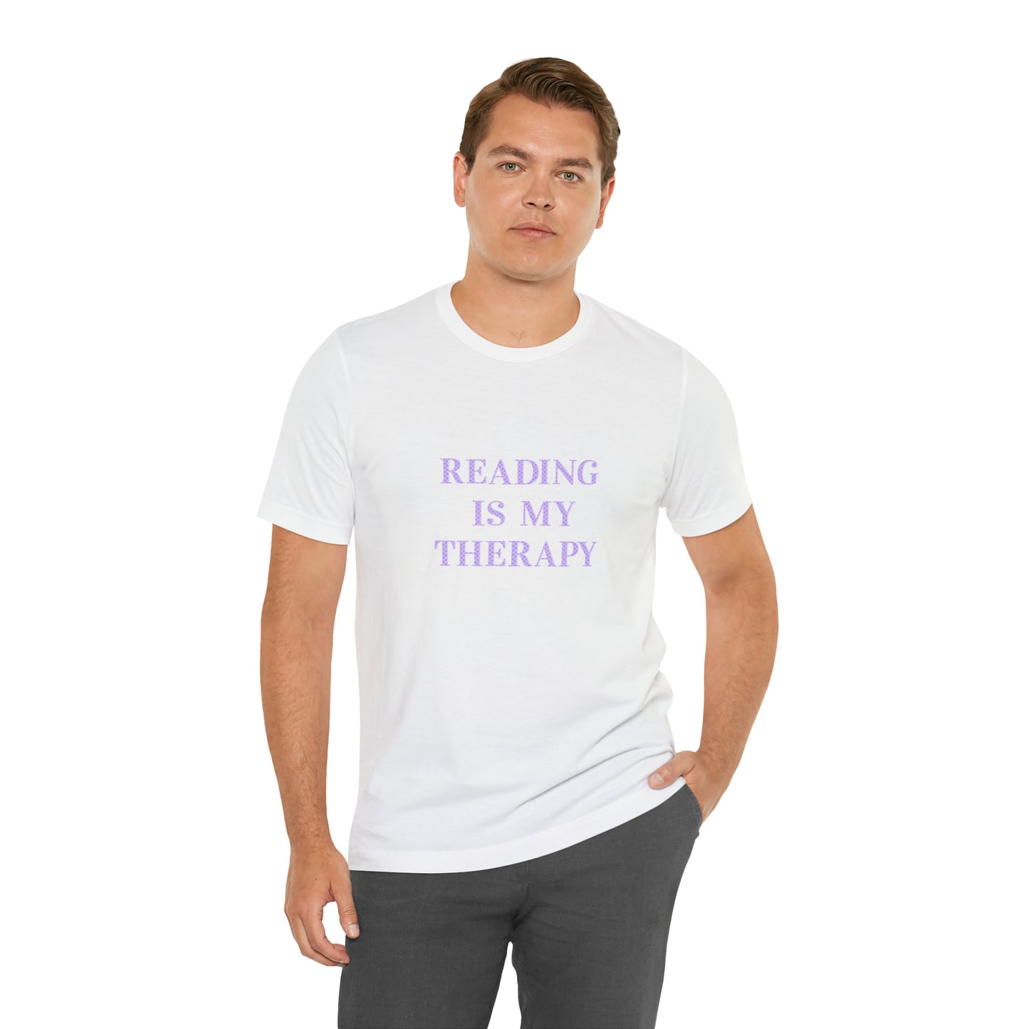 Hobby, Reading Is My Therapy, Books- Adult, Regular Fit, Soft Cotton, Smaller Size Image T-Shirt