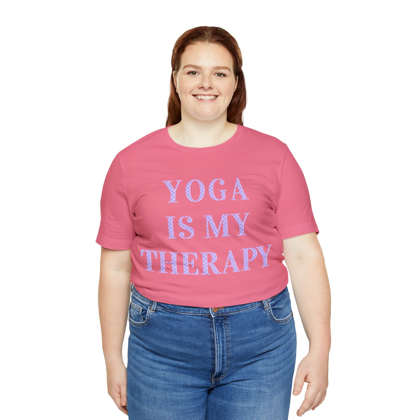 Yoga Is My Therapy- Adult, Regular Fit, Soft Cotton, Full Size Image, T-shirt