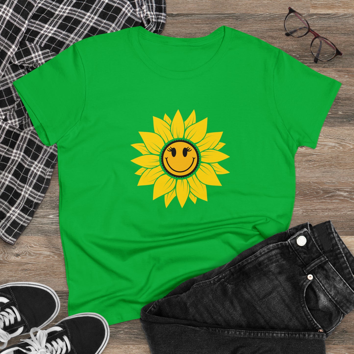 Positive, Sunflower, Nature, Gardens, Flowers, Garden- Adult, Semi-fitted, Half Caffeinated (Smaller Size Image), T-shirt