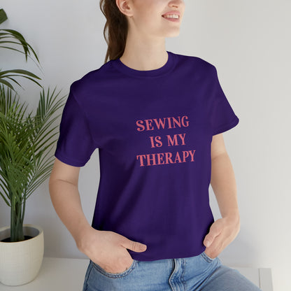 Hobby, Sewing Is My Therapy- Adult, Regular Fit, Soft Cotton, Smaller Size Image, T-shirt