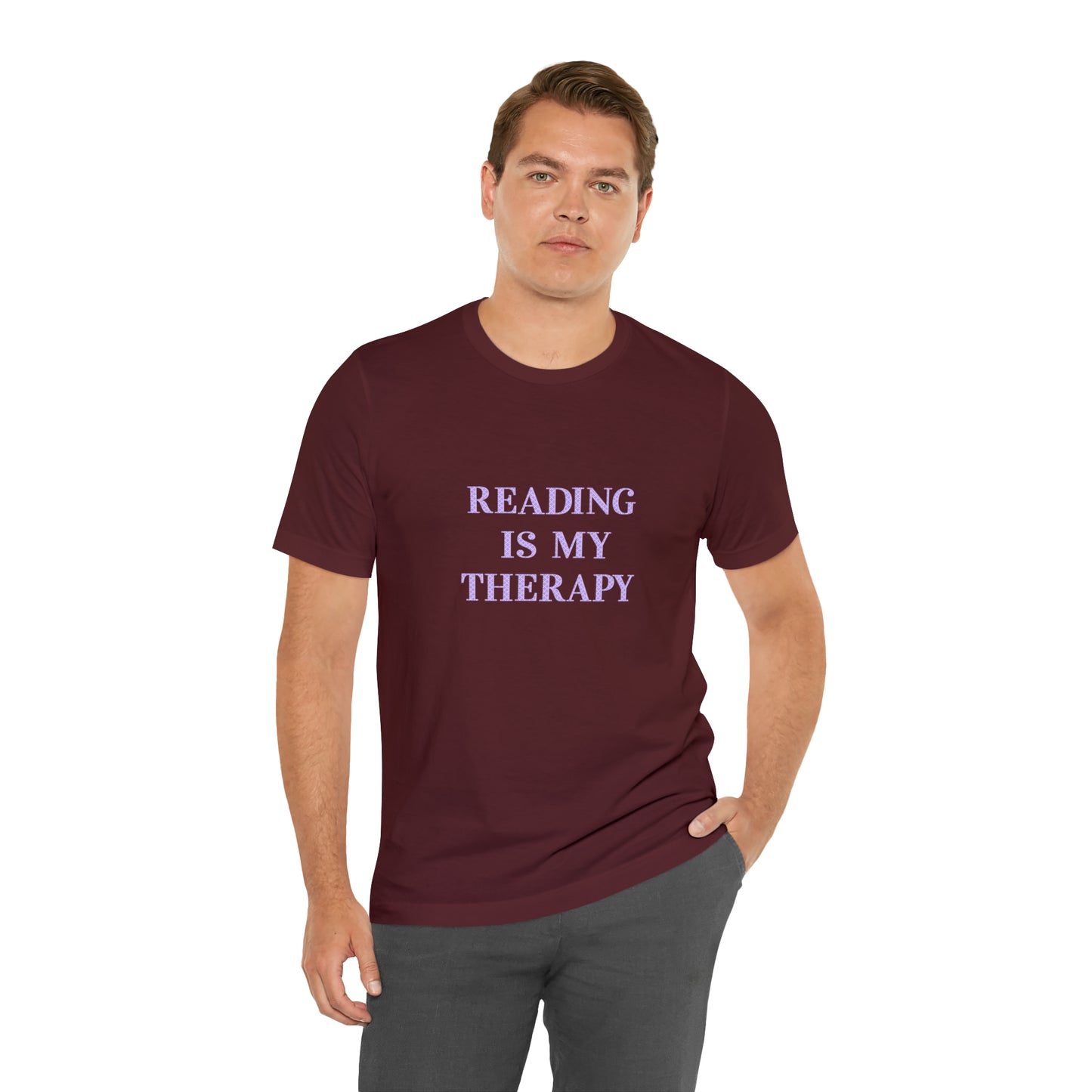 Hobby, Reading Is My Therapy, Books- Adult, Regular Fit, Soft Cotton, Smaller Size Image T-Shirt