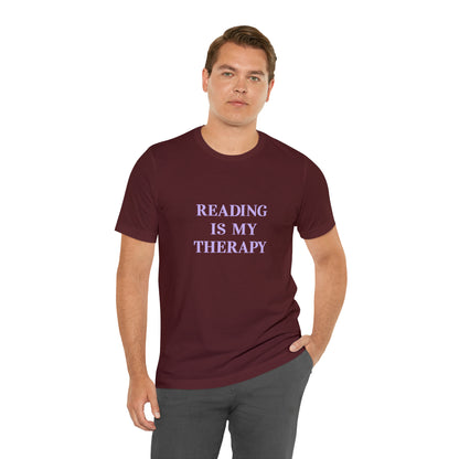 Hobby, Reading Is My Therapy, Books- Adult, Regular Fit, Soft Cotton, Smaller Size Image T-Shirt