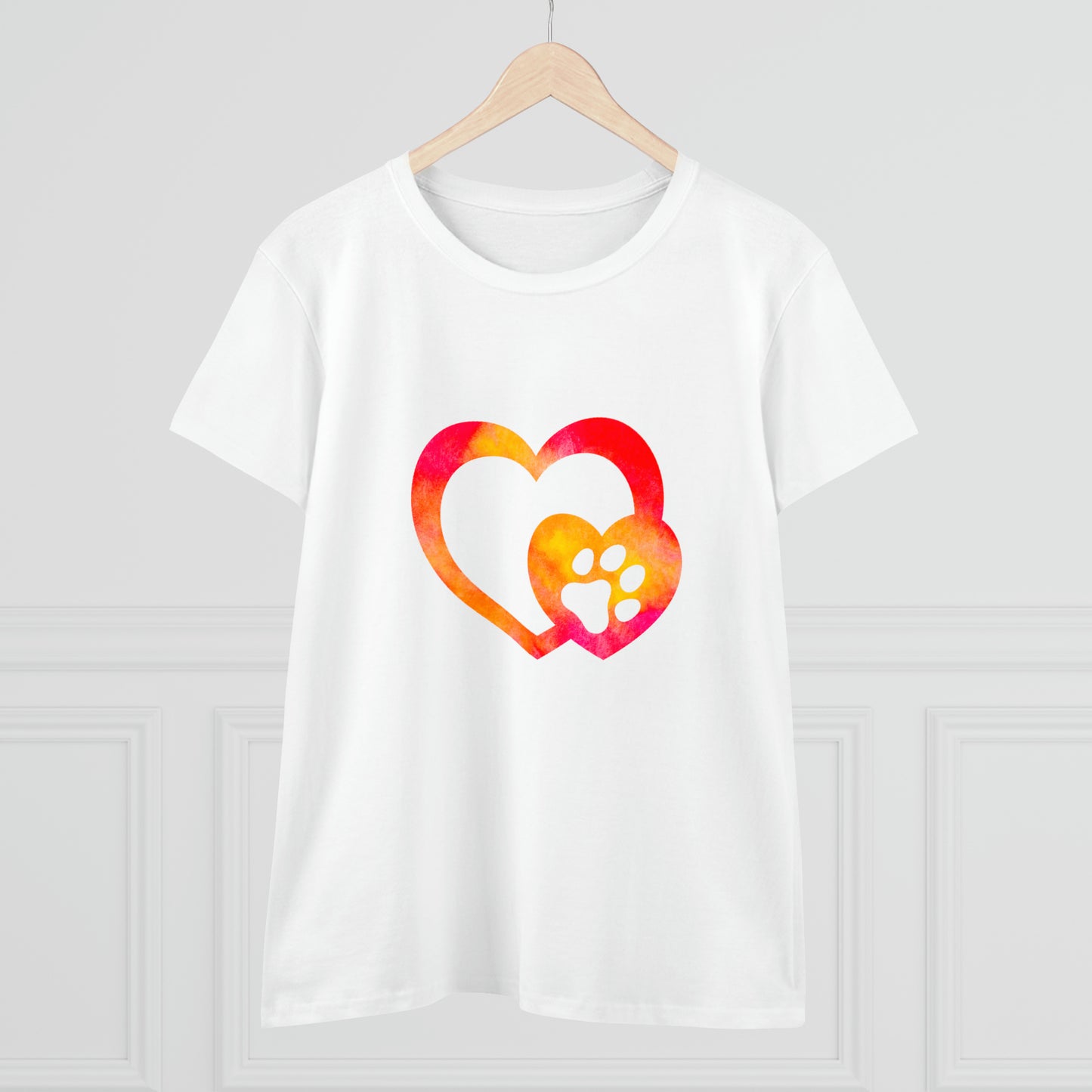 Art, Colorful, Love, Dog Paw- Adult, Semi-fitted, T-shirt