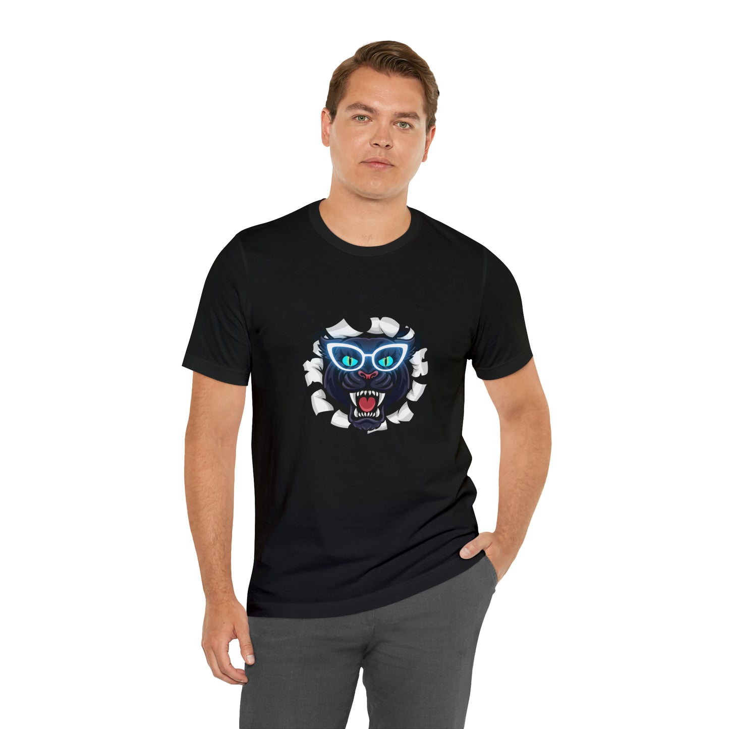Holidays, Halloween, Animals, Felines, Funny, Sports, Panthers- Adult, Regular Fit, Soft Cotton, T-shirt