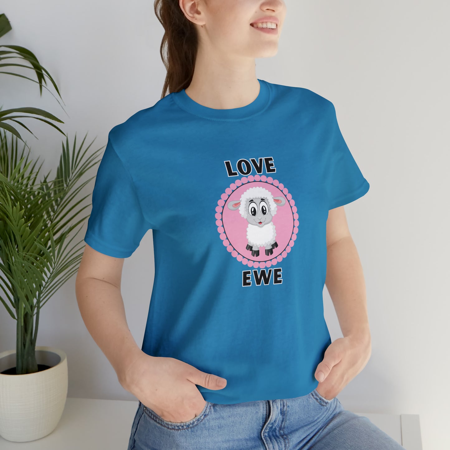 Sheep, Love Ewe, Animals- Adult, Regular Fit, Soft Cotton T-shirt