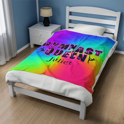 Gymnast Blanket, Velveteen Plush Blanket, Gymnast Queen, Personalized, Gymnastics Gift, Gift For Gymnast Mom Dad, Christmas Birthday Dancer