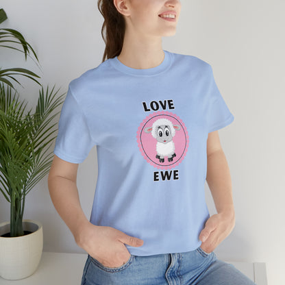 Sheep, Love Ewe, Animals- Adult, Regular Fit, Soft Cotton T-shirt