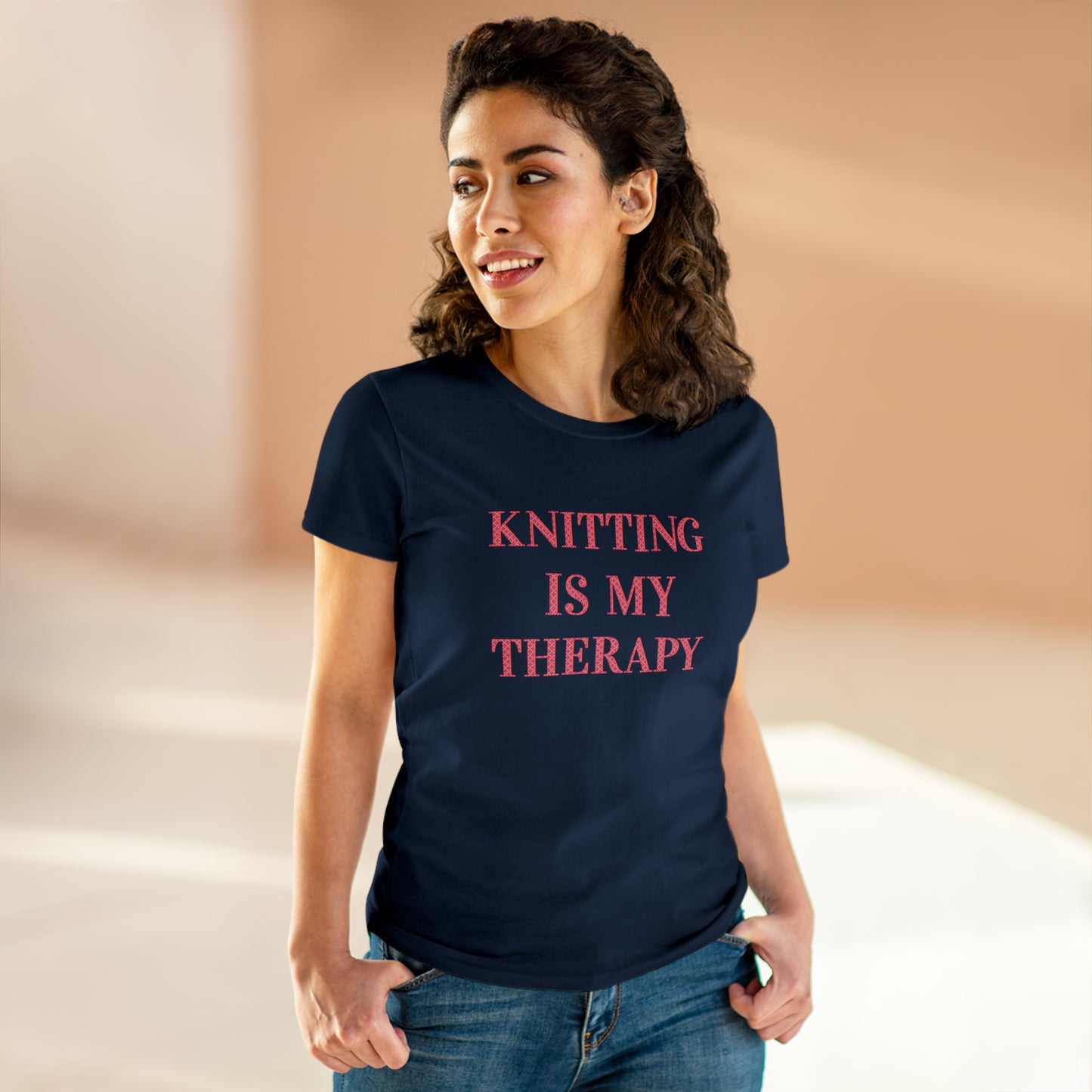 Knitting Is My Therapy- Adult, Semi-fitted T-shirt