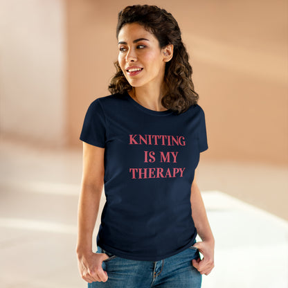 Knitting Is My Therapy- Adult, Semi-fitted T-shirt