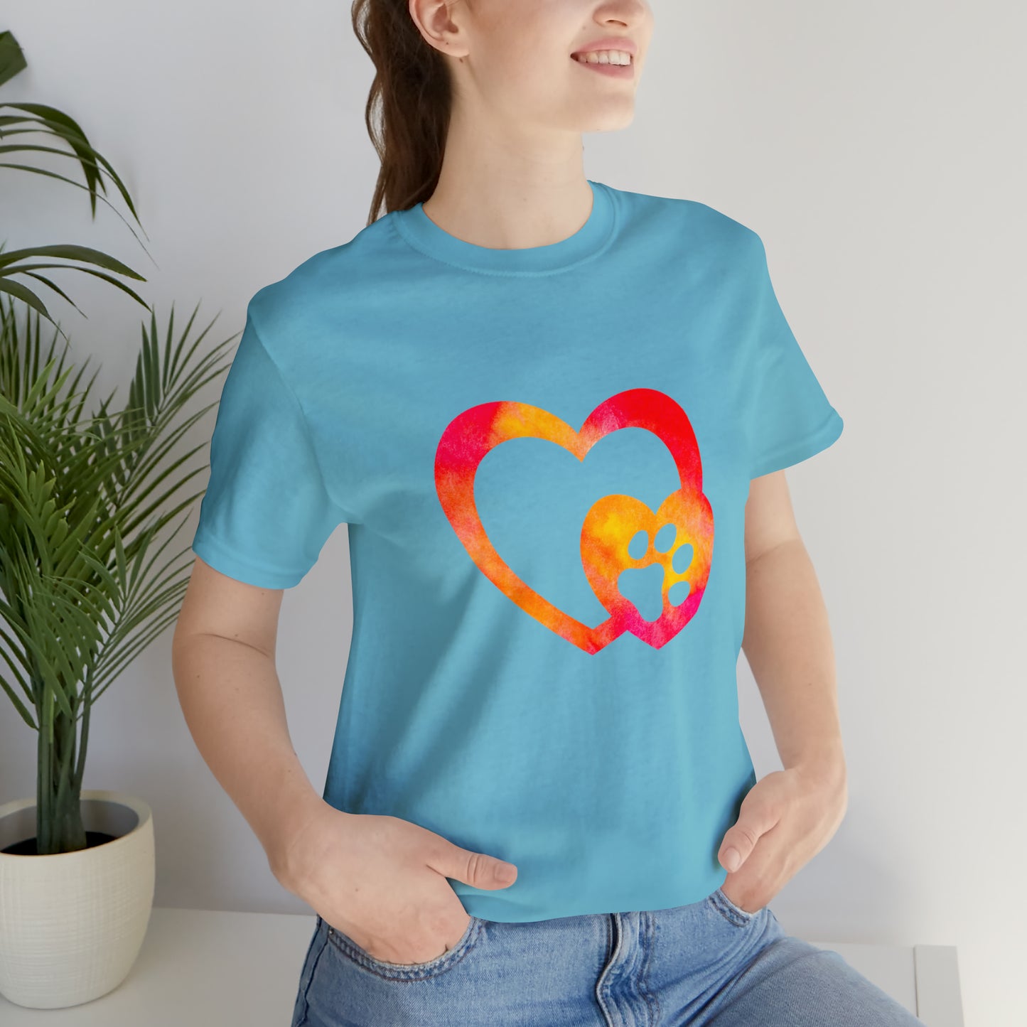 Art, Colorful, Love, Dog Paw- Adult, Regular Fit, Soft Cotton, T-shirt