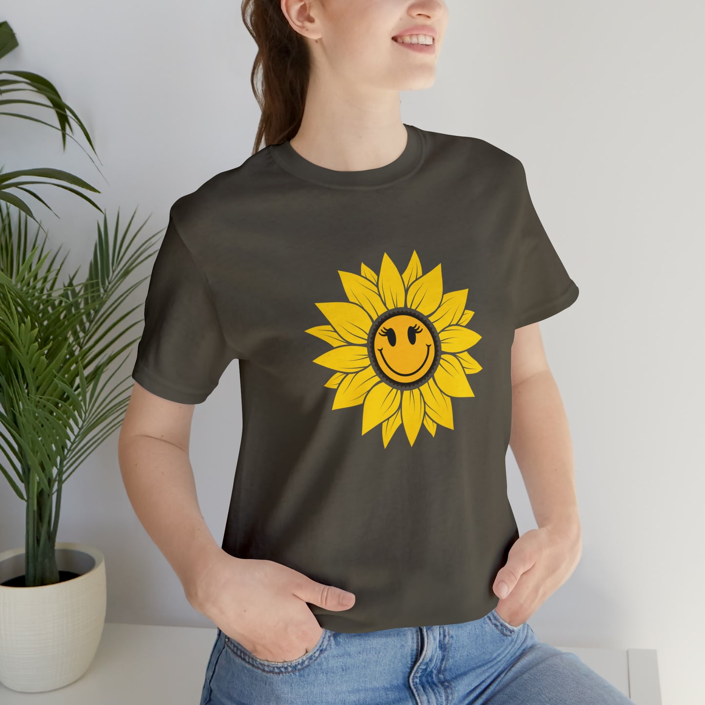 Positive, Sunflower, Nature, Gardens, Flowers, Garden- Adult, Regular Fit, Soft Cotton, T-shirt
