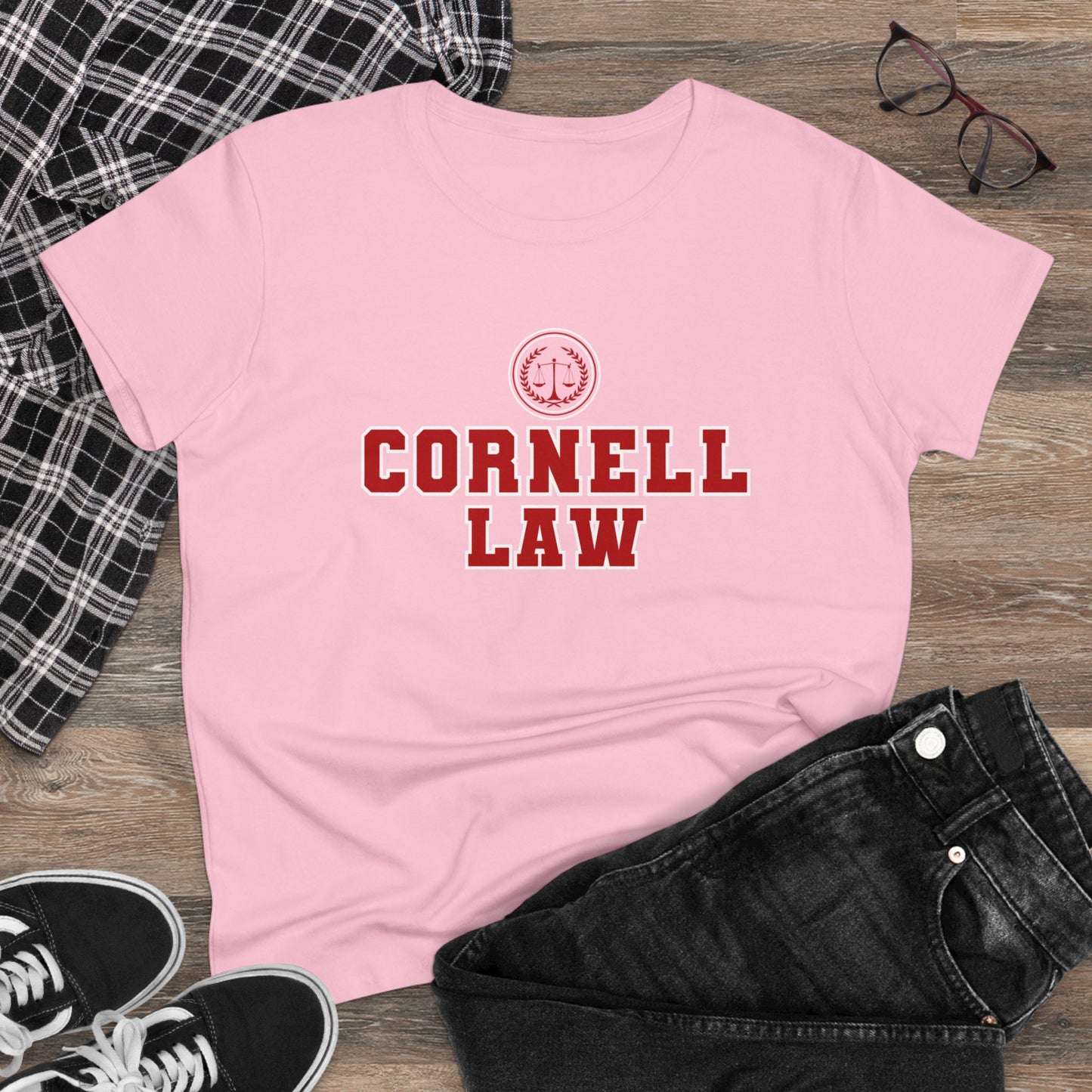 Cornell Law T-Shirt, Attorney, Lawyer, Law School, University, Bar Exam,Cornell University Law School- Adult, Semi-fitted, Smaller Size Image, T-shirt