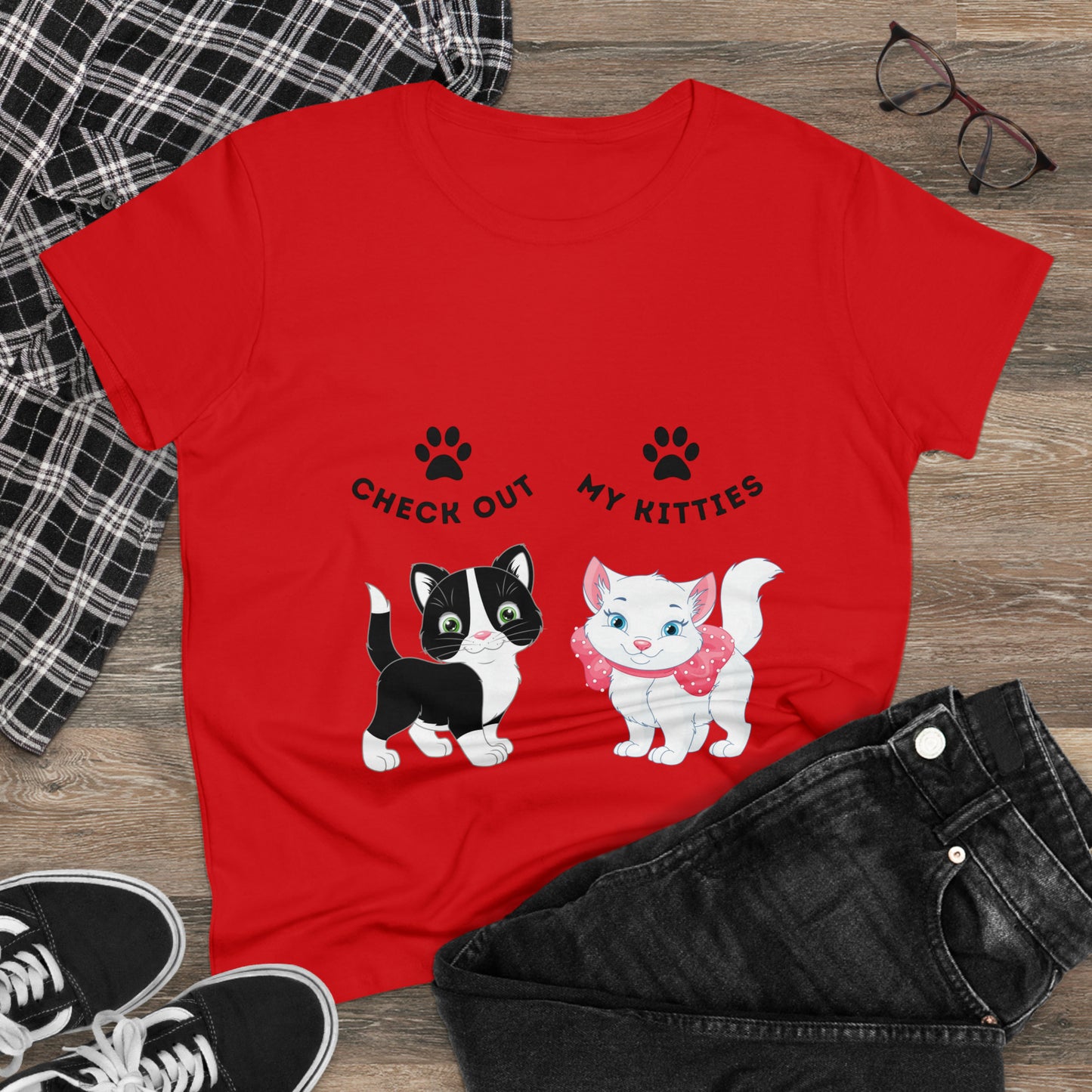Kitty Cat T-Shirt / Check Out My Kitties Semi-Fitted Shirt / Unisex Jersey Short Sleeve Tee / Humorous Pet Clothes