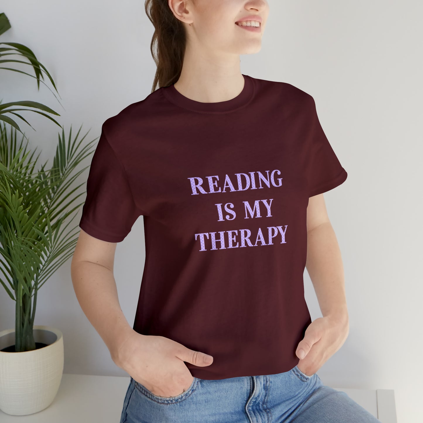 Hobby, Reading Is My Therapy, Books- Adult, Regular Fit, Soft Cotton, Smaller Size Image T-Shirt