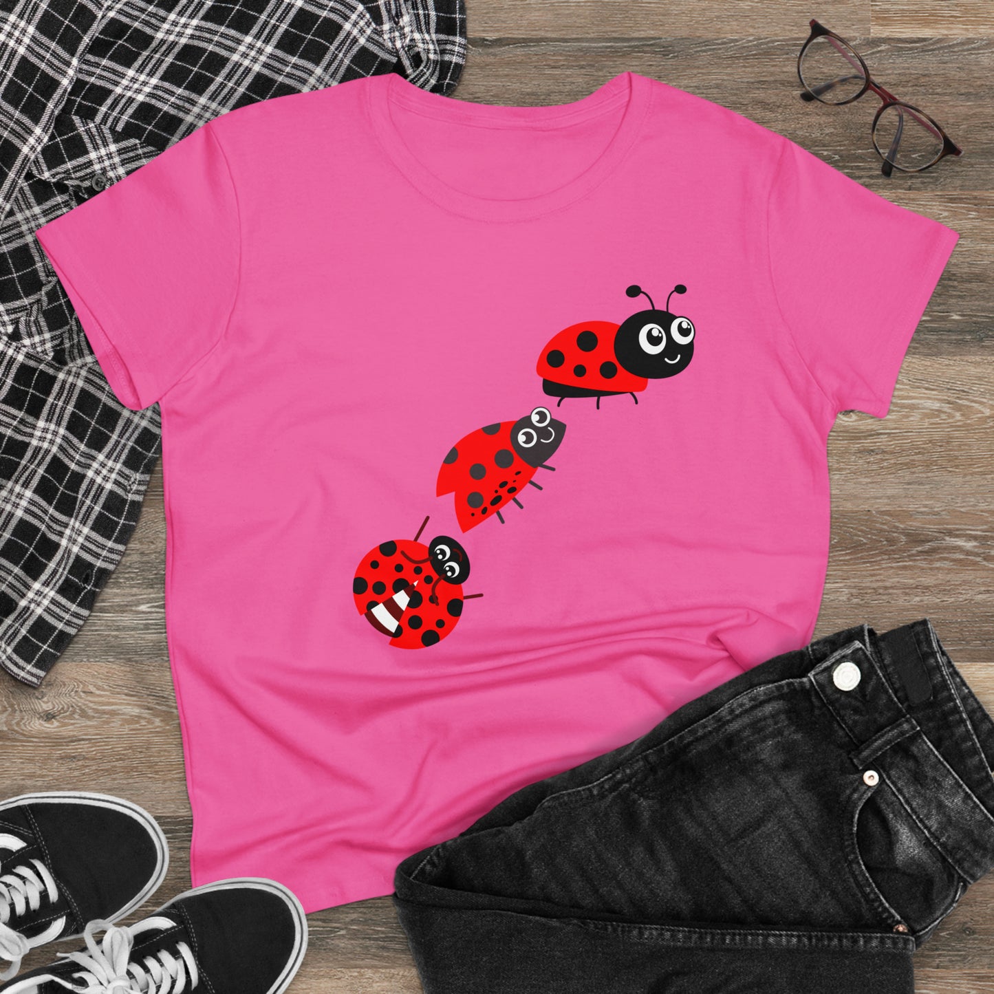 Ladybug Flower, Plants, Garden- Adult, Semi-fitted, T-shirt