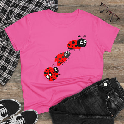 Ladybug Flower, Plants, Garden- Adult, Semi-fitted, T-shirt