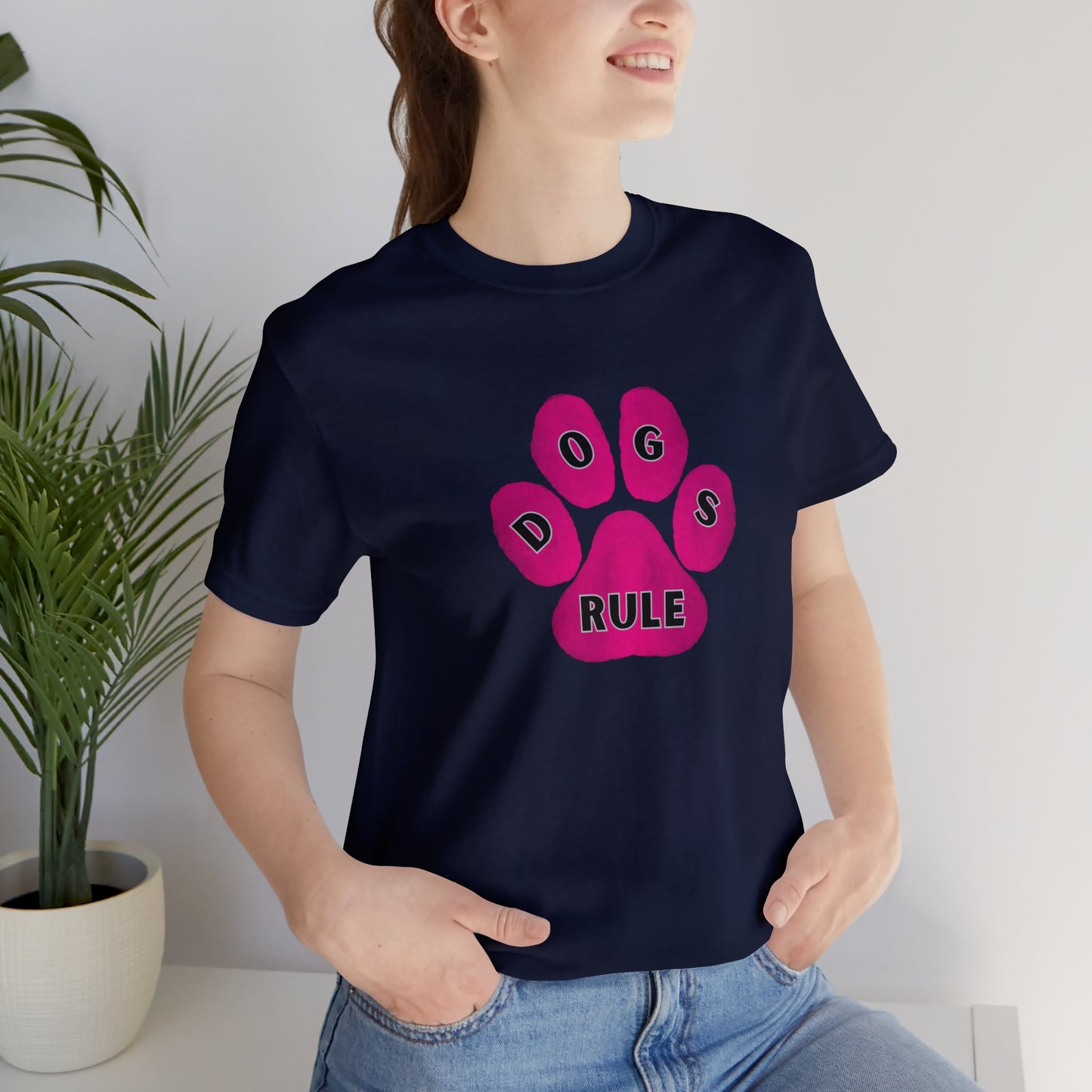 Art, Colorful, Dog Paw, Dogs Rule- Adult, Regular Fit, Soft Cotton, T-shirt