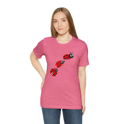 Ladybug Crossing Bug, Flowers, Plants- Adult, Regular Fit, Soft Cotton, T-shirt
