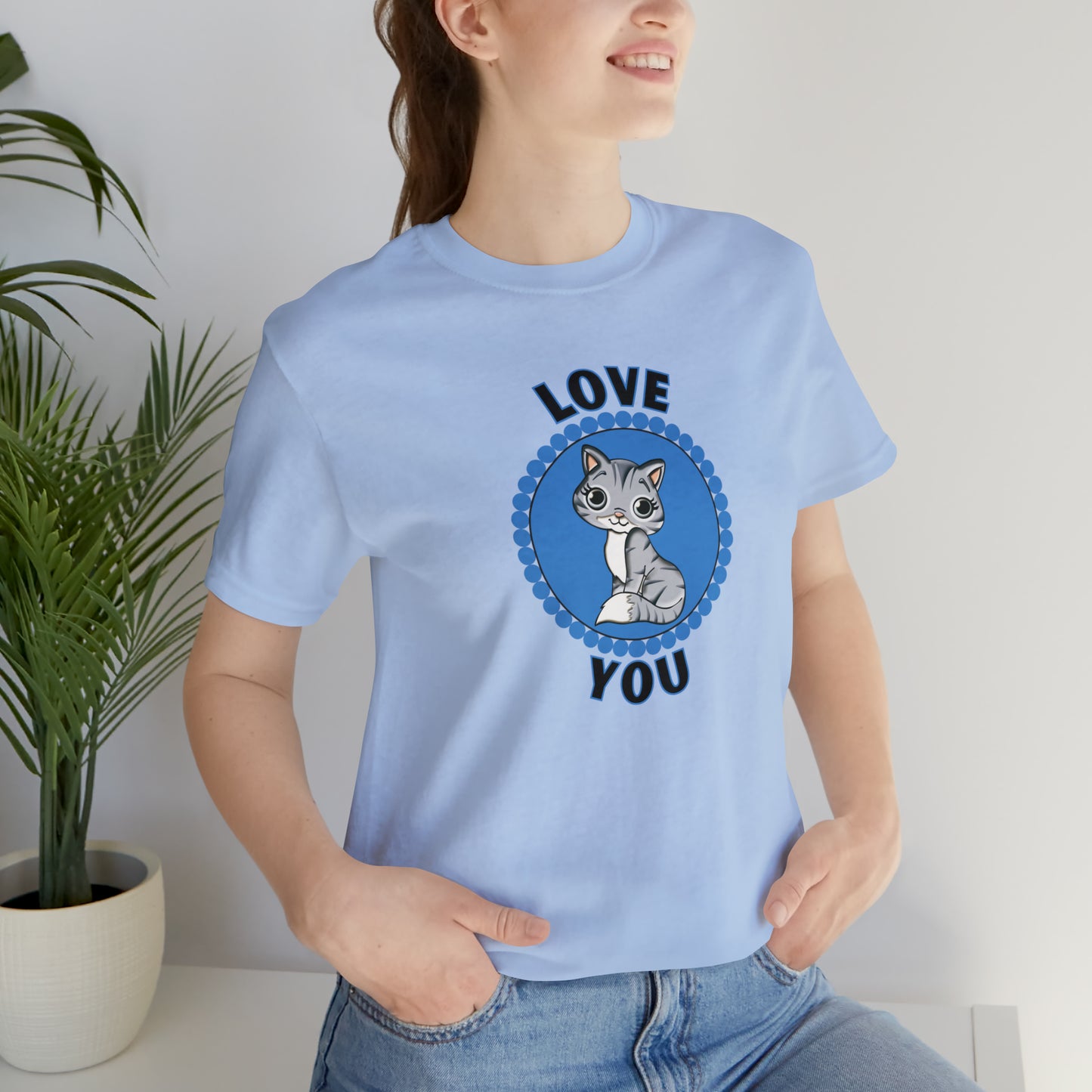 Cat, Love You, Animals- Adult, Regular Fit, Soft Cotton, T-shirt