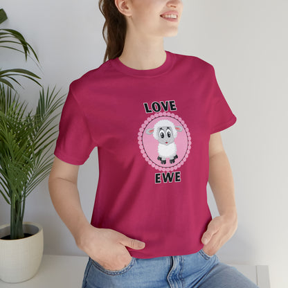 Sheep, Love Ewe, Animals- Adult, Regular Fit, Soft Cotton T-shirt