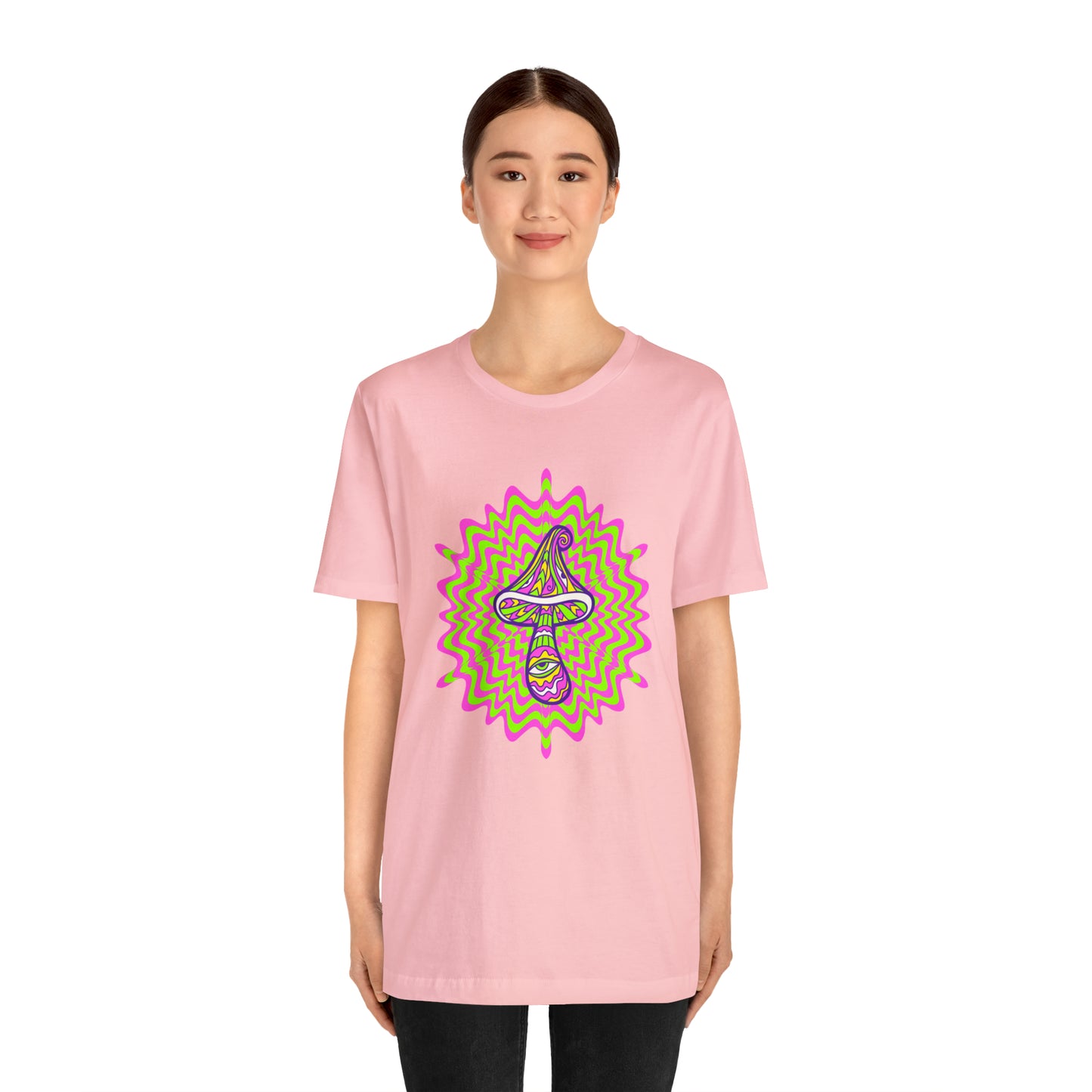 Colorful, Retro Mushrooms T-shirt- Adult, Regular Fit, Soft Cotton, T-shirt