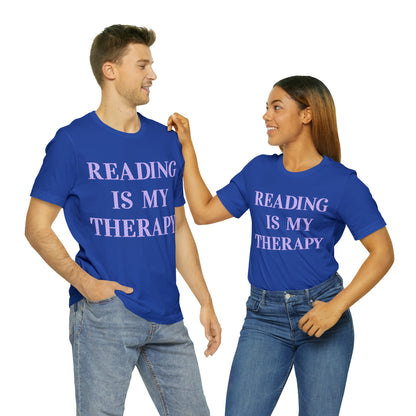 Reading Is My Therapy- Adult, Regular Fit, Soft Cotton, Full Size Image T-Shirt