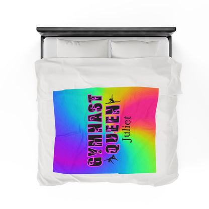 Gymnast Blanket, Velveteen Plush Blanket, Gymnast Queen, Personalized, Gymnastics Gift, Gift For Gymnast Mom Dad, Christmas Birthday Dancer