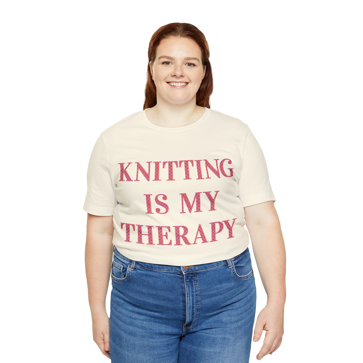 Knitting Is My Therapy- Adult, Regular Fit, Soft Cotton T-shirt