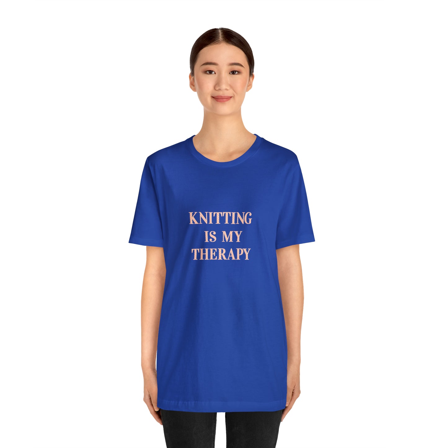 Knitting Is My Therapy- Adult, Regular Fit, Smaller Size Image, Soft Cotton, T-shirt