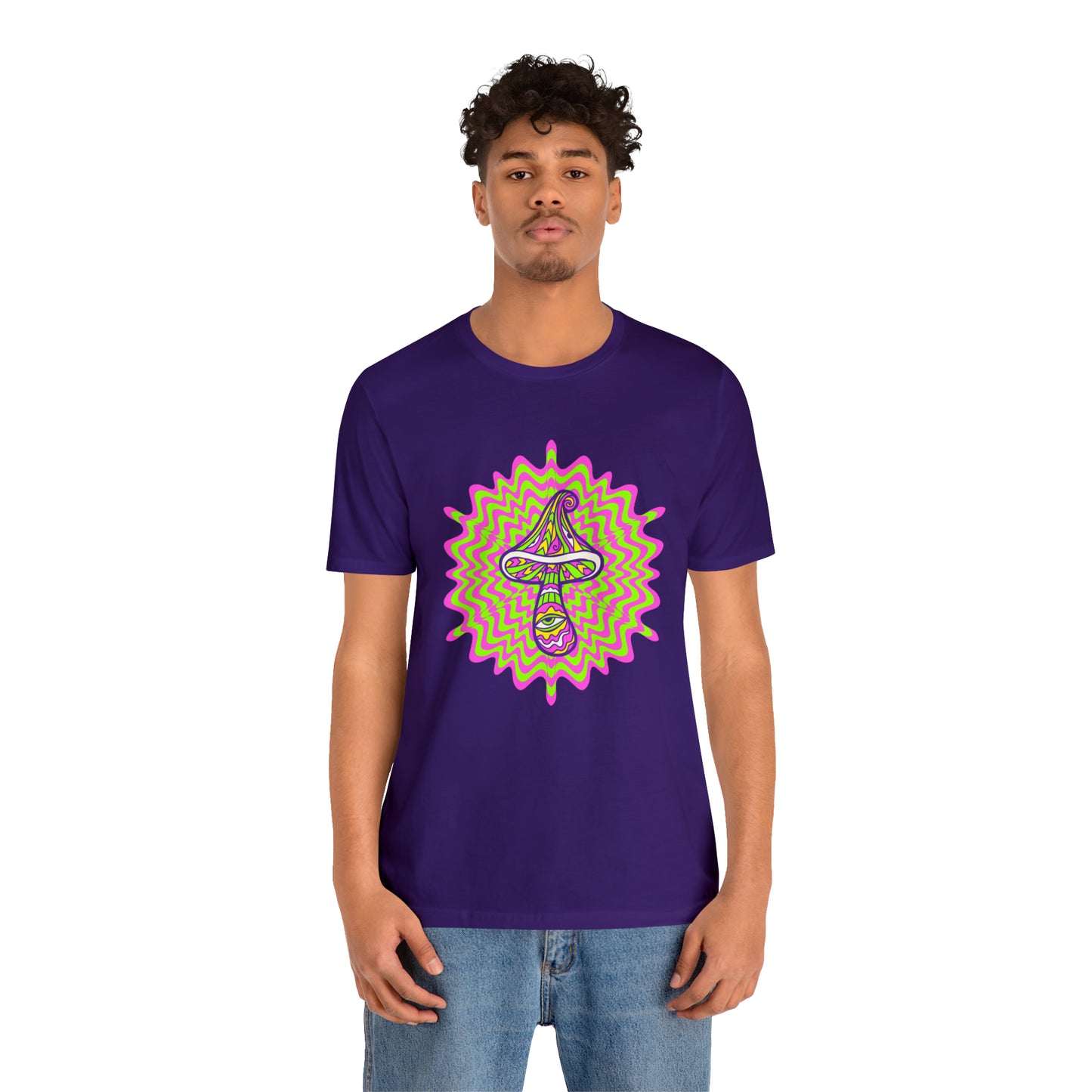 Colorful, Retro Mushrooms T-shirt- Adult, Regular Fit, Soft Cotton, T-shirt