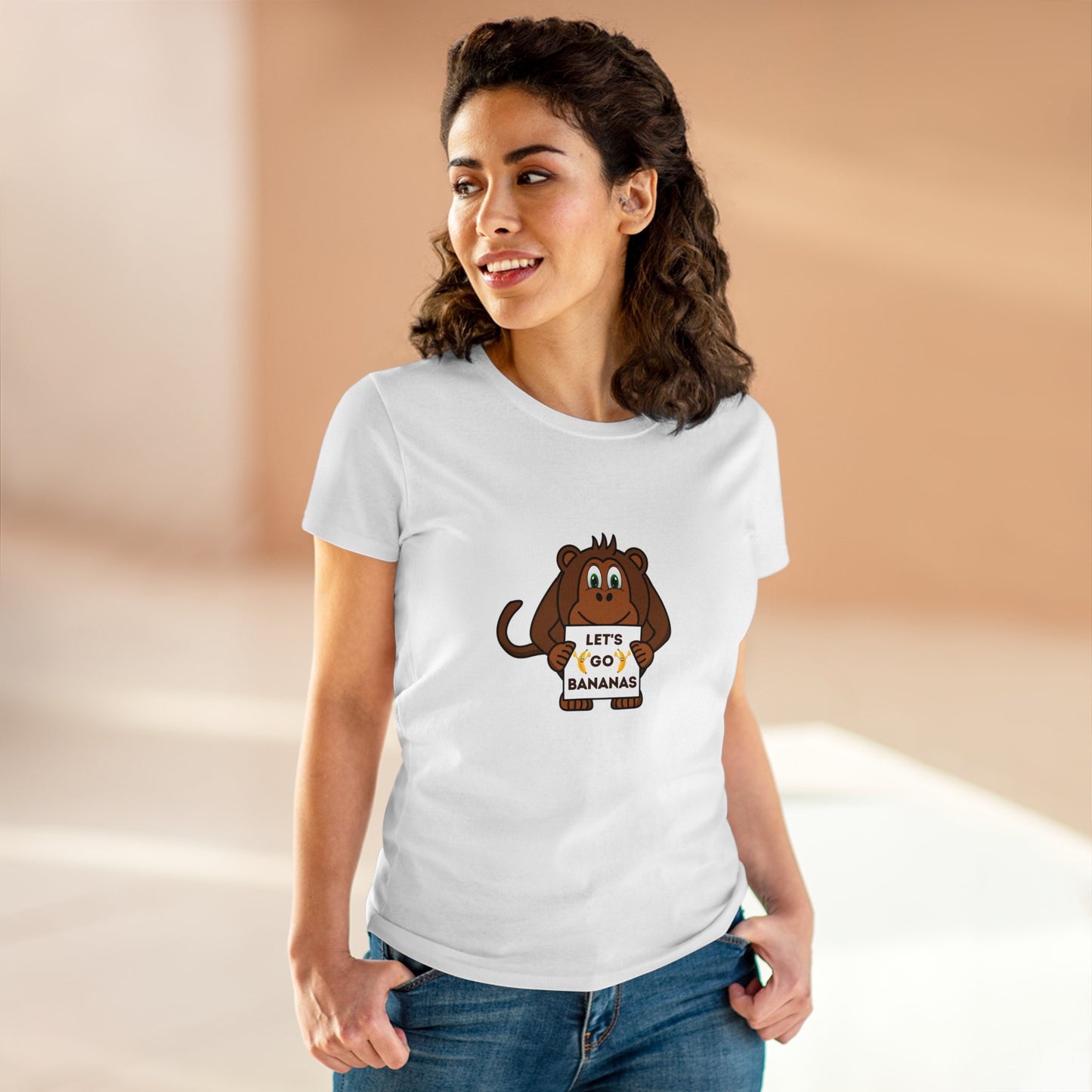 Monkey, Let's Go Bananas, Animals- Adult, Semi-fitted, T-shirt