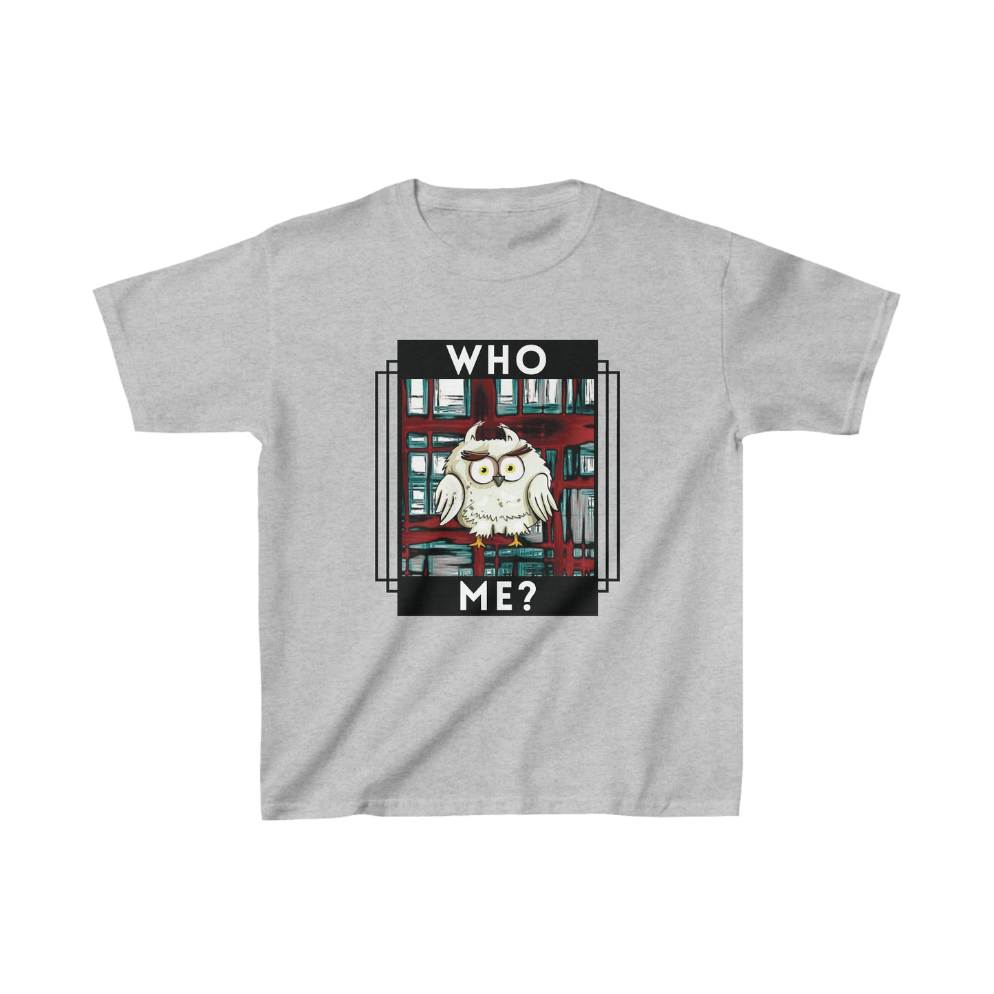 Bird, Who Me? Owl- Kids, Child- Heavy Cotton, T-shirt
