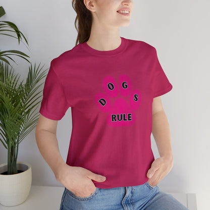 Art, Colorful, Dog Paw, Dogs Rule- Adult, Regular Fit, Soft Cotton, T-shirt
