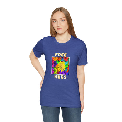 Positive, Art, Colorful, Nature, Flowers, Free Hugs- Adult, Regular Fit, Soft Cotton,  T-shirt