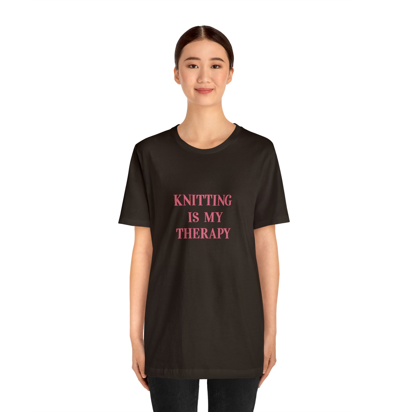 Knitting Is My Therapy- Adult, Regular Fit, Smaller Size Image, Soft Cotton, T-shirt