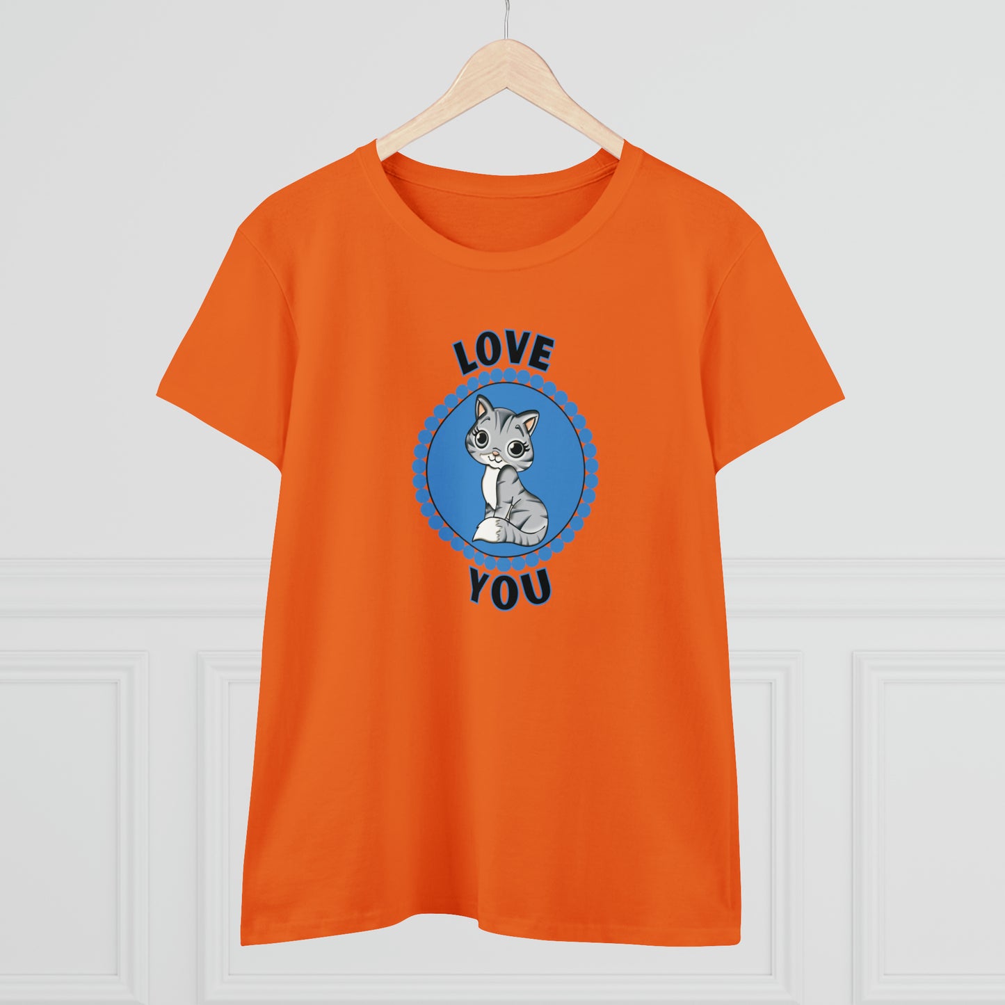 Cat, Love You, Animals- Adult, Semi-fitted T-shirt
