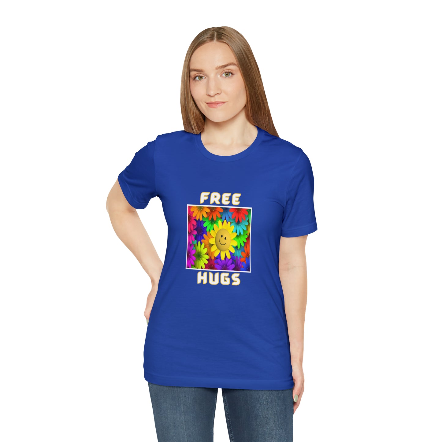 Positive, Art, Colorful, Nature, Flowers, Free Hugs- Adult, Regular Fit, Soft Cotton,  T-shirt