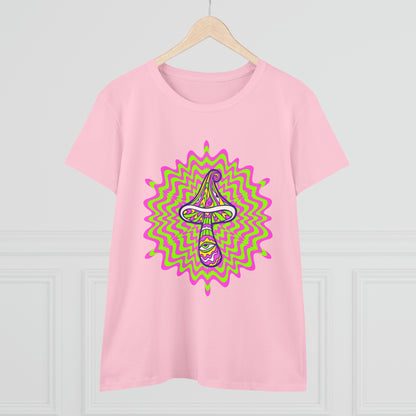 Colorful, Retro Mushrooms- Adult, Semi-fitted, Smaller Size Image, T-shirt