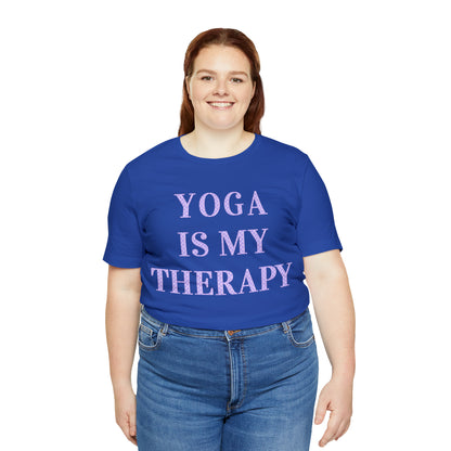 Yoga Is My Therapy- Adult, Regular Fit, Soft Cotton, Full Size Image, T-shirt