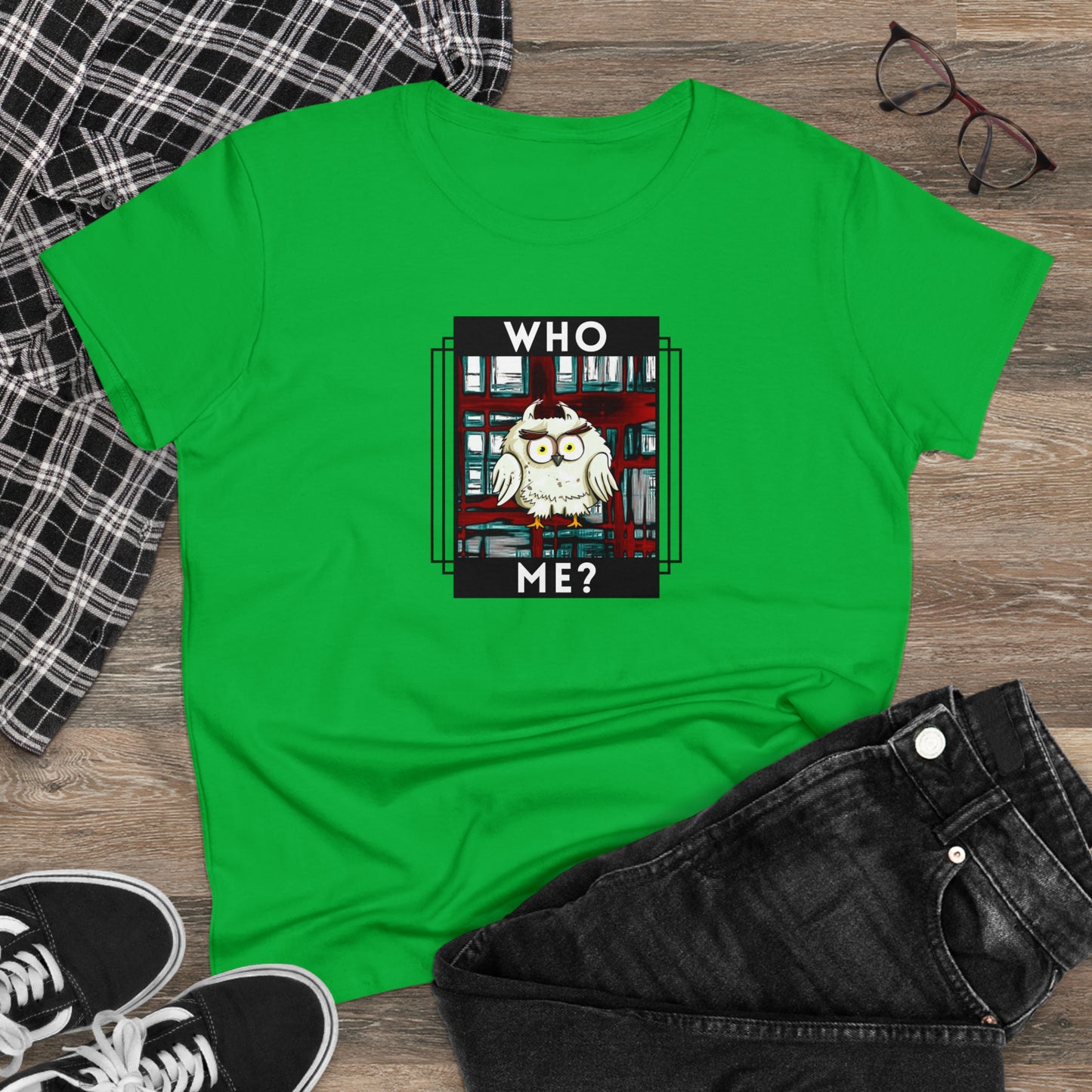 Bird, Who Me? Owl- Adult, Semi-fitted, T-shirt