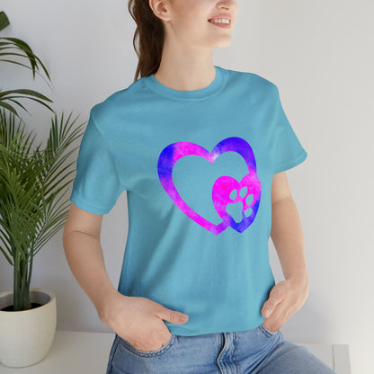 Art, Colorful, Love, Dog Paw- Adult, Regular Fit, Soft Cotton, T-shirt