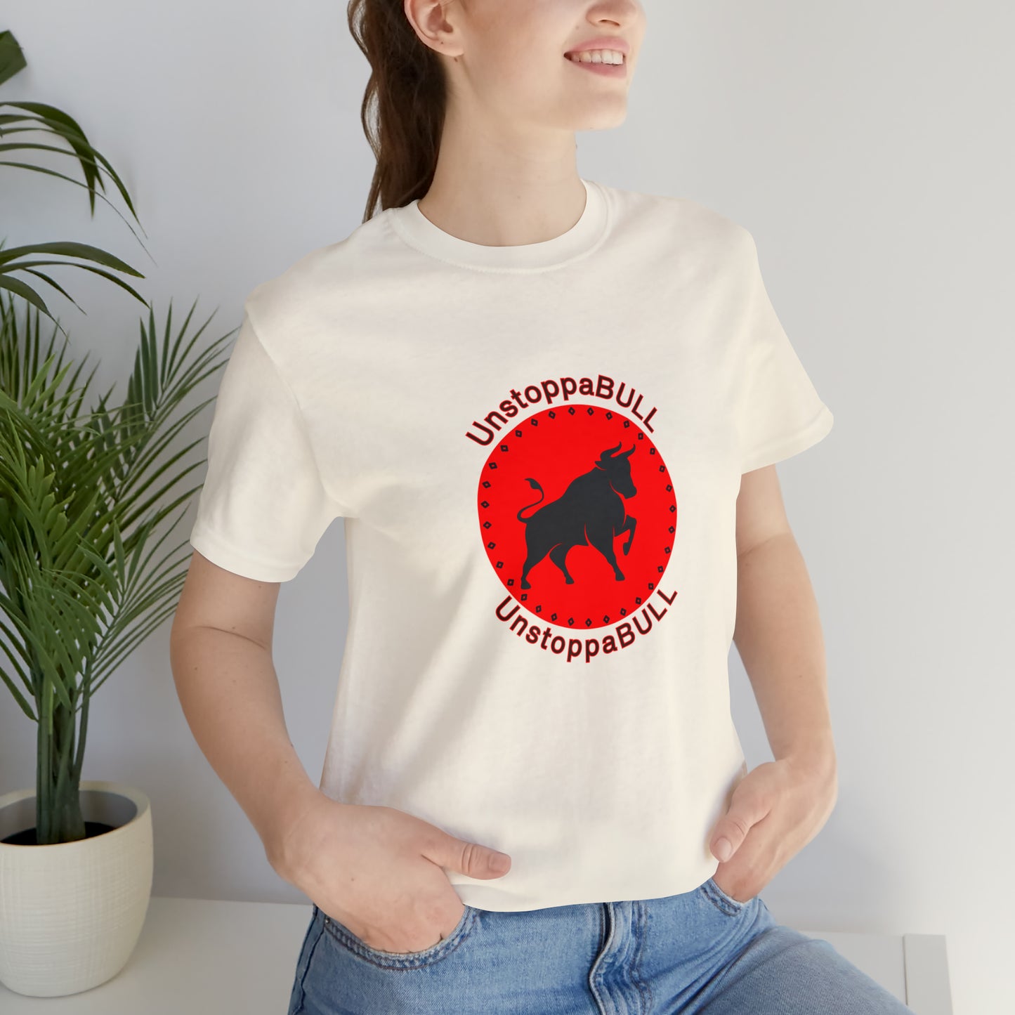 Animals, Bull, Symbol, Unstoppable, UnstoppaBULL- Adult- Adult, Regular Fit, Soft Cotton, Full Size Image, T-shirt