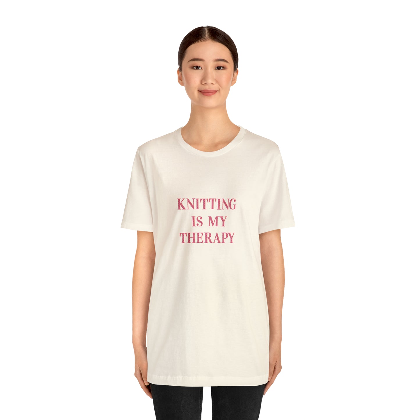 Knitting Is My Therapy- Adult, Regular Fit, Smaller Size Image, Soft Cotton, T-shirt