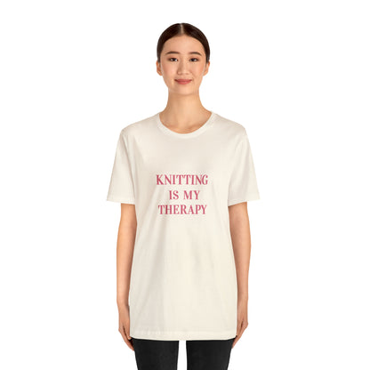 Knitting Is My Therapy- Adult, Regular Fit, Smaller Size Image, Soft Cotton, T-shirt