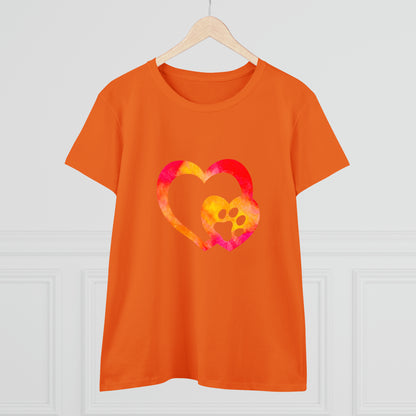 Art, Colorful, Love, Dog Paw- Adult, Semi-fitted, T-shirt