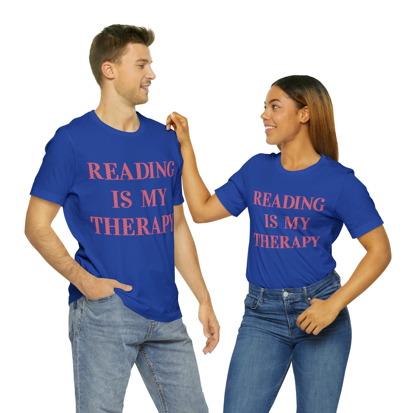 Reading Is My Therapy- Adult, Regular Fit, Soft Cotton, Full Size Image T-Shirt