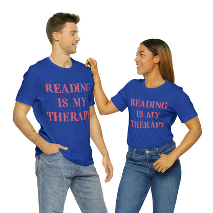 Reading Is My Therapy- Adult, Regular Fit, Soft Cotton, Full Size Image T-Shirt