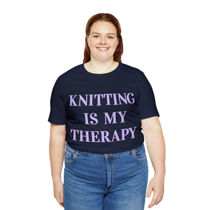 Knitting Is My Therapy- Adult, Regular Fit, Soft Cotton, T-shirt