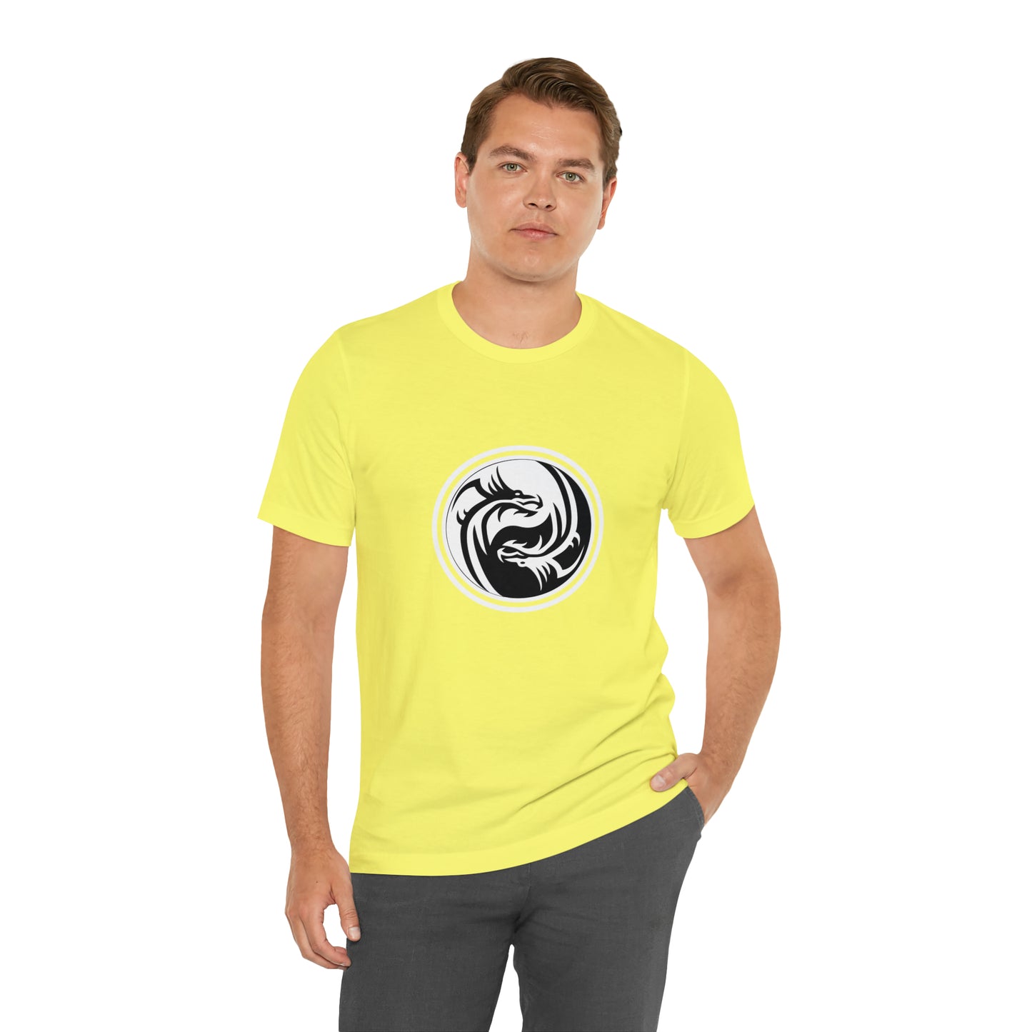 Symbol, Dragon, Ying Yang- Adult, Regular Fit, Soft Cotton, Smaller Size Image, T-shirt